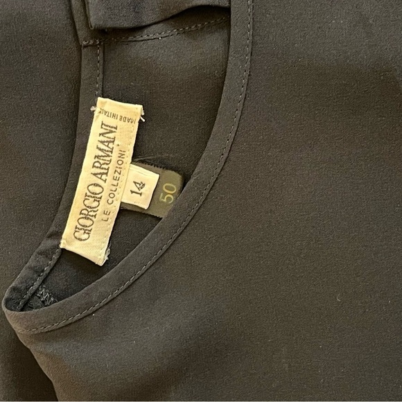 Giorgio Armani Vintage Silk Tunic Sheer Black Blouse Classic Y2K Women’s Size 14 - Picture 6 of 8